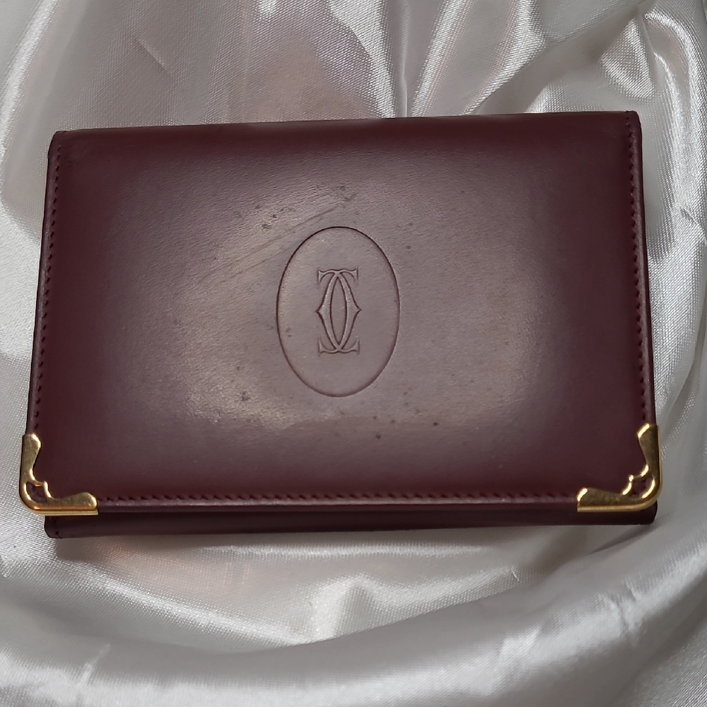 Cartier Must de Cartier burgundy leather card case wallet